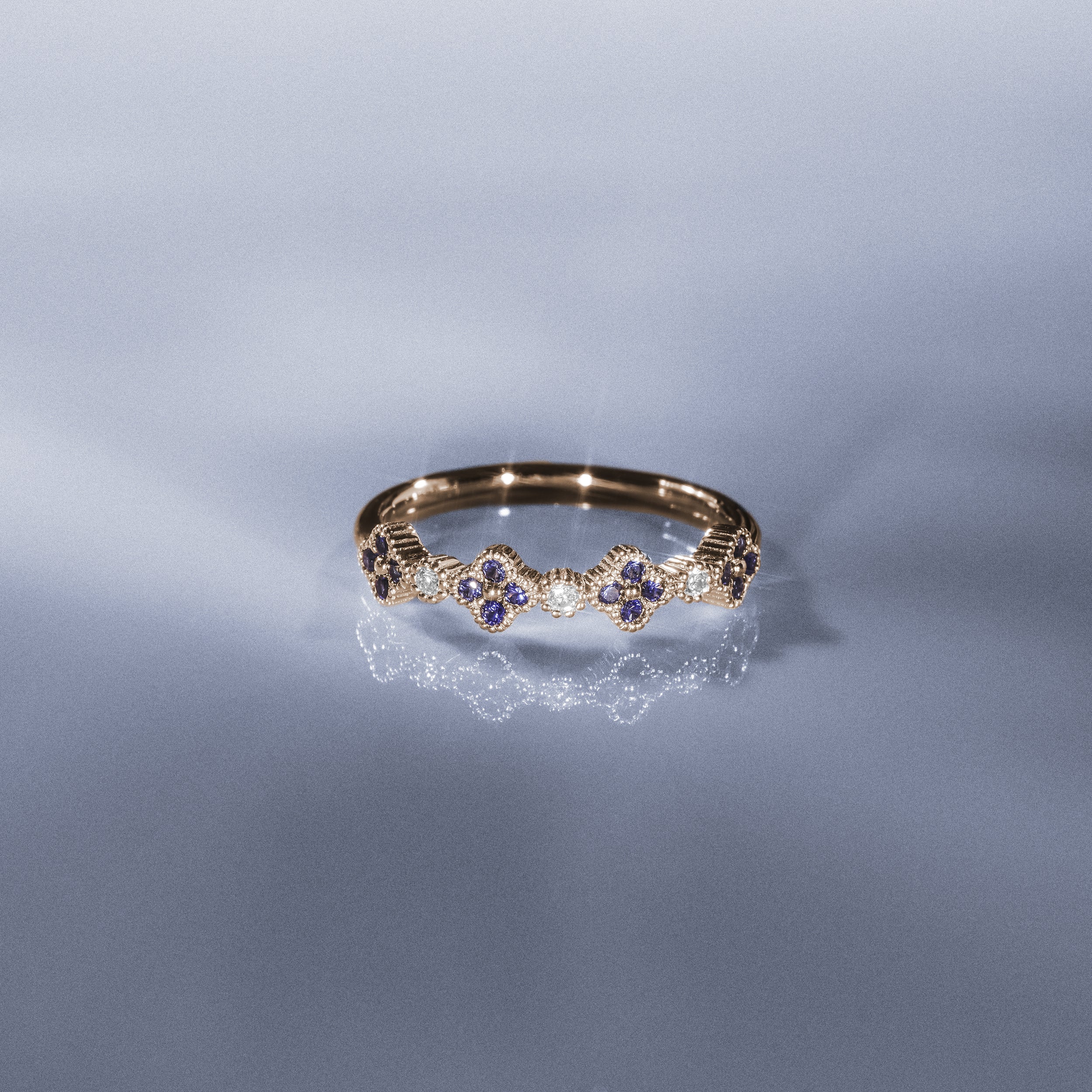 Alegria 4 Clover Lab Sapphire Ring 0.25ct in 18k Gold Vermeil